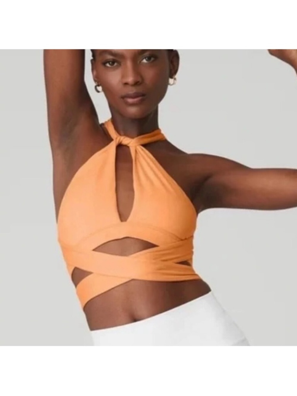 ALO Yoga Orange Halter Wrap Crop Top limited edition